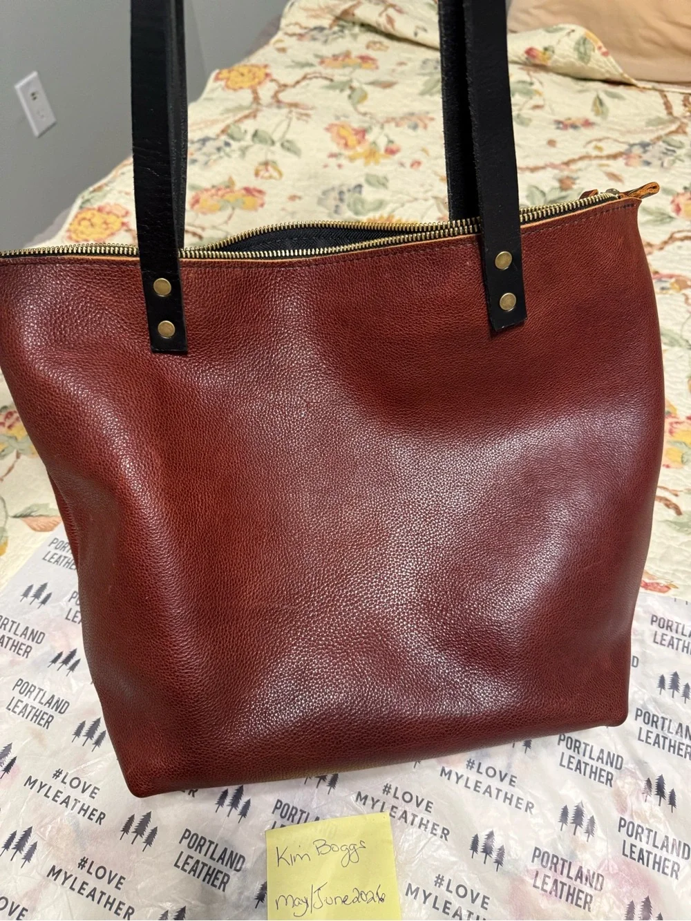 Portland Leather Goods Medium Zip Tote - Nutmeg - Picture 3 of 6
